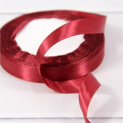 Лента атласная (сатин) 1,2 см. / 25 ярдов (+/-10%), Винный, OMG gift, Китай