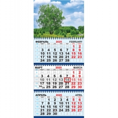 Календарь 2025 кварт. трёхблочный стандарт "Природа. Берёзка", РФ