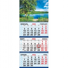 Календарь 2025 кварт. трёхблочный стандарт "Природа. Летняя нега", РФ