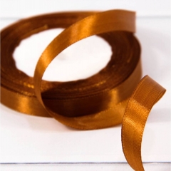Лента атласная (сатин) 1,2 см. / 25 ярдов (+/-10%), Золотисто-коричневый, OMG gift, Китай