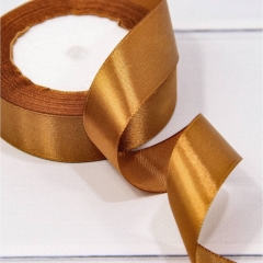 Лента атласная (сатин) 2,5 см. /25 ярдов (+/-10%), Золотисто-коричневый, OMG gift, Китай