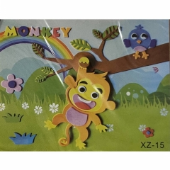 3Д аппликация с фоамираном  c подвижными деталями 25,5х21 см. "ОБЕЗЬЯНА" в асс., Китай