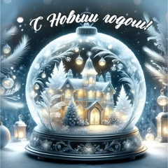 Мини-открытка двойная "С Новым годом!" 7х7 см., АО "Праздник", РФ