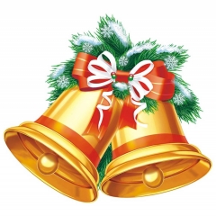 Украшение на скотче (10шт), 15х15см., "Колокольчики"( двусторонняя печать), РФ