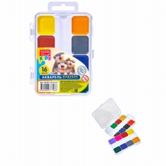 Акварель медовая 16 цв., б/к "Зверята", пластиковая коробка с европодвесом, FORUM, РФ