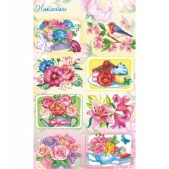 Наклейки д/украшения А6 (20шт.)  блестки. "Цветы", "Принт Плюс"(Лис), РФ Наклейки д/украшения А6 (20шт.)  блестки. "Цветы", "Принт Плюс"(Лис), РФ