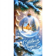 Конверт для денег "С Новым Годом!", Стильная открытка, РБ