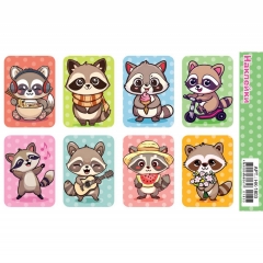Наклейки д/украшения А6 (20шт.)  "Енотики", "Принт Плюс"(Лис), РФ