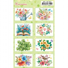 Наклейки-оценки д/украшения А6 (20шт.) "Цветы",  РФ Наклейки-оценки д/украшения А6 (20шт.) "Цветы",  РФ