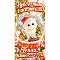 Конверт для денег "Новогоднего настроения! Тепла, улыбок и чудес!", "Стильная открытка", РБ