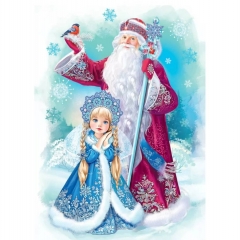 Наклейка двухстор. д/декорирования «Дед Мороз и Снегурочка» 33,2х23,7 см., (502), АО "Праздник", РФ