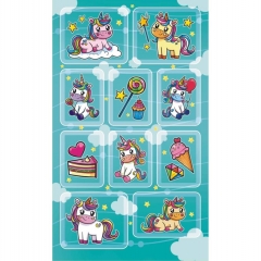 Наклейки д/украшения А6 (20шт.)  блестки. "Единорожки", "Принт Плюс"(Лис), РФ