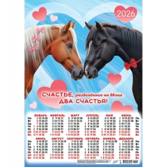 Календарь А3.  "Символ года. Два счастья",  ООО "Белая Ворона", РФ