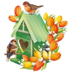 Плакат вырубной двустор. А3 "Скворечник с птичками",  Империя поздравлений (933), РФ