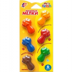 Мелки восковые 6 цв. "Кроха", фигурные "Лапки", ЛУЧ, РФ Мелки восковые 6 цв. "Кроха", фигурные "Лапки", ЛУЧ, РФ
