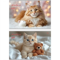 Альбом для рисования А4, 20л, скрепка, "МИЛЫЕ КОТИКИ - 14", 2 диз. в сп.,100 г/м2, "Profit", РФ