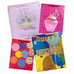 Пакет ЛЮКС 18х24х8см, "HAPPY BIRTHDAY" (Блестки) в асс., Китай