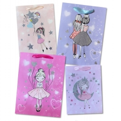 Пакет ЛЮКС 18х24х8см, "ДЕВОЧКИ" (Блестки) в асс., Китай