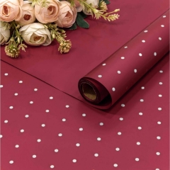 Плёнка 0,58х10м., матовая "Мелкий горошек", 65мкм., Винно-красный, OMG gift, Китай