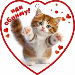 Мини-открытка одинарная 9,6х9,6см., "Иди обниму!" (код.060), АО "Праздник", РФ