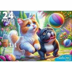 МАКСИ-ПАЗЛЫ 24 элемента. КОТ И ЩЕНОК С МЯЧОМ, ООО "Рыжий Кот", РФ