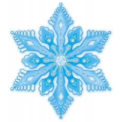 Украшение на скотче (10шт), 15х15см., "Снежинка"( двусторонняя печать), РФ