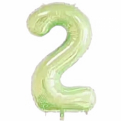 Шар фольга Цифра "2" (светло-зеленый), L40"/1м., Китай