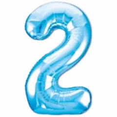 Шар фольга Цифра "2" (голубой), L40"/1м., Китай