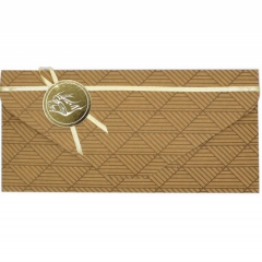 Конверт для денег ручной работы КРАФТ (9х19см.), Без подписи, "Стильная Открытка", РФ