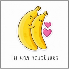 Мини-открытка в букет одинарн., 7,5х7,5см. "Ты моя половинка", "Стильная Открытка", РБ