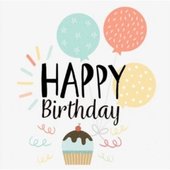 Мини-открытка в букет одинарн., 7,5х7,5см. "Happy Birthday", "Стильная Открытка", РБ