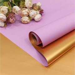 Плёнка 0,58х10м., матовая двухсторонняя, 60мкм., Золотой/Светлая слива, "OMG gift", Китай