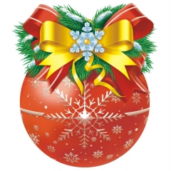 Украшение на скотче (10шт), 15х15см., "Шарик"( двусторонняя печать), РФ