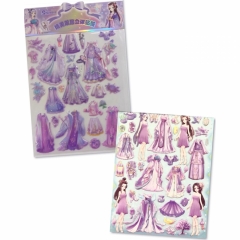 Наклейка дутик (д/украшения) А4/2 листа "Одень куклу-4", Китай