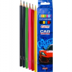 Карандаши цветные 6 цв., пластик.,2М "СУПЕРКАР", "Profit", РФ/ пр-во: Китай