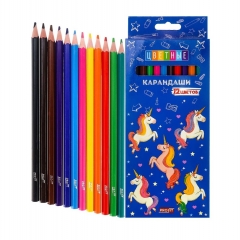 Карандаши цветные 12 цв., пластик.,2М "ЕДИНОРОГИ", "Profit", РФ/ пр-во: Китай