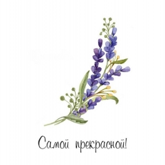 Мини-открытка в букет одинарн., 7х7см. "Самой прекрасной!", "Стильная Открытка", РБ