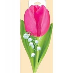 Плакат вырубной двустор. А4 "Тюльпан"(розовый) Империя поздравлений (930), РФ