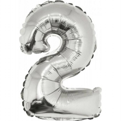 Шар фольга Цифра "2" (серебро), L40"/1м., Китай