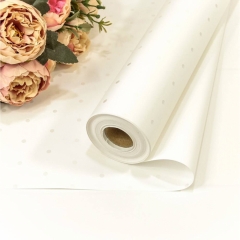 Плёнка 58см., 800г., матовая "Мелкий горошек" 55мкм., Белый, OMG gift, Китай