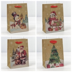 Пакет 14х20х8см. Крафт "Новогодний" 150 гр., OMG gift, Китай