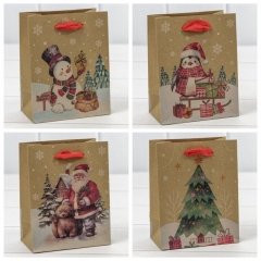 Пакет 12х15х6,7см. Крафт "Новогодний" 128 гр., OMG gift, Китай