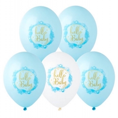 Шар 14" (25 шт)  паст, с рис. "Hello Baby (мальчик)", "BELBAL", Бельгия