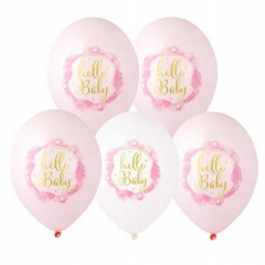 Шар 14" (25 шт) паст, с рис. "Hello Baby (девочка)", "BELBAL", Бельгия