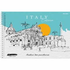 Альбом для рисования А3, 48л, гребень, "ИТАЛЬЯНСКАЯ ПЛОЩАДЬ", 100 г/м2, "Prof-Press", РФ