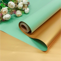 Плёнка 0,58х10м., матовая двухсторонняя, 60мкм., Золотой/Магическая мята, "OMG gift", Китай