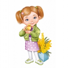 Плакат вырубной двустор. А3 "Девочка с птичкой",  Империя поздравлений (933), РФ