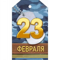 Бирка для подарка «23 Февраля» (10х6 см.), ООО "Открытая планета", РБ