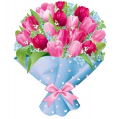Плакат вырубной двустор. А3 "Букет из розовых тюльпанов",  "Империя поздравлений" (933), РФ