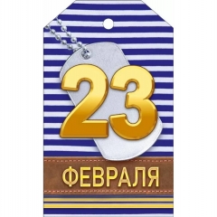 Бирка для подарка «23 Февраля» (10х6 см.), ООО "Открытая планета", РБ